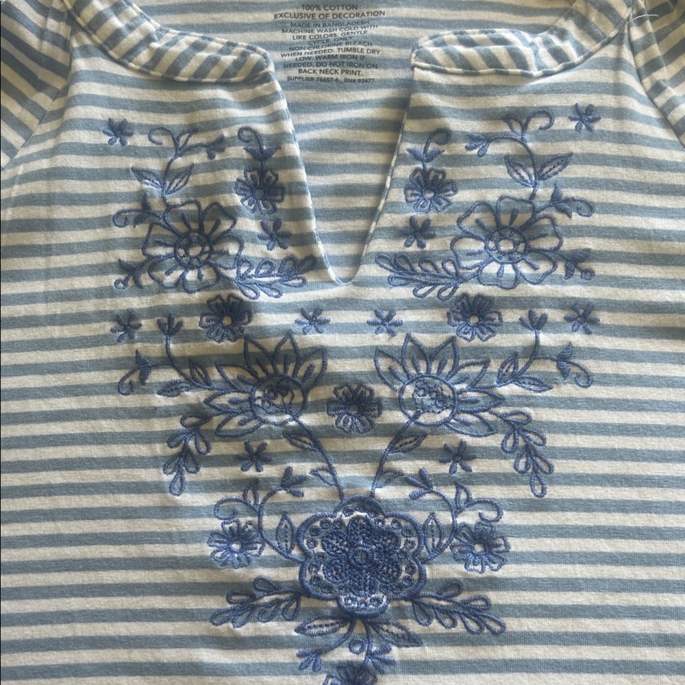St. John's Bay Blue and White Striped Blouse
